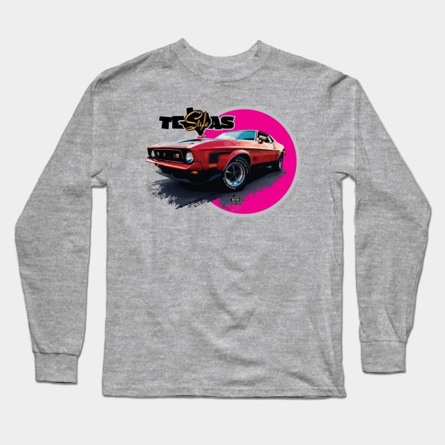 Texas Style Mustang Mach 1 Magenta Long Sleeve T-Shirt by CamcoGraphics